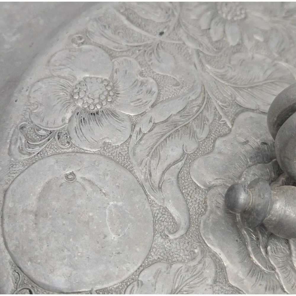 Vintage Hand Forged Hammered Aluminum Cromwell Metal Casserole Dish w/Floral Lid